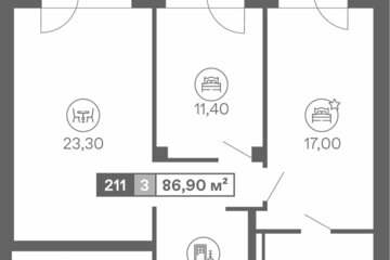 3-к квартира, 86,9 м², 2/8 эт.