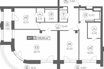 4-к квартира, 149,5 м², 2/8 эт.